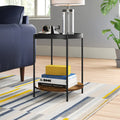 Rundt sidebord i metal med bakke-top